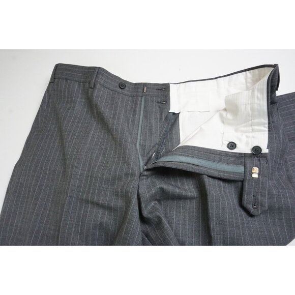 Isaia Sirio Gray Striped Sciammeria Wool 2 Pc Suit Jacket Pants Sz 42R Brand New - Picture 11 of 11